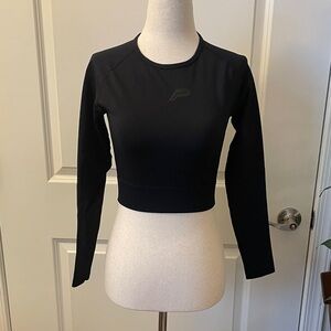 Black Long Sleeve Crop Top